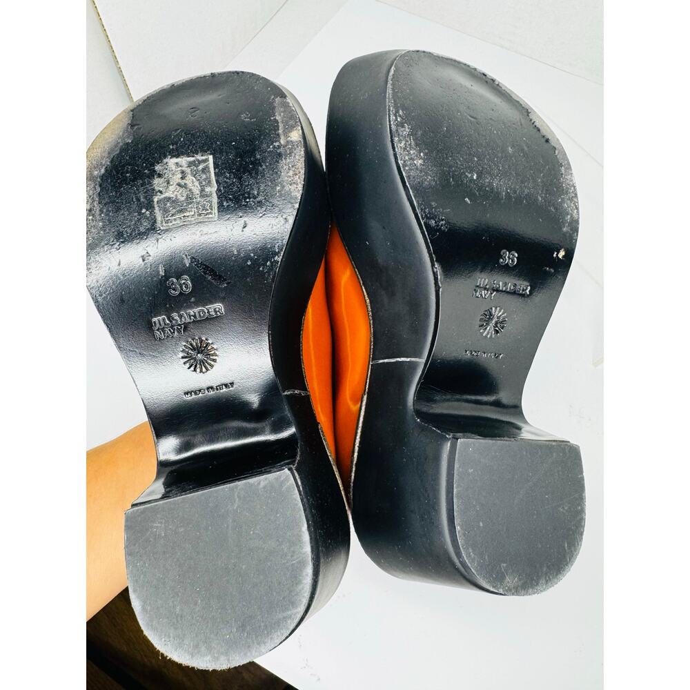Jil Sander Orange Leather Sculptural Platform Loafers Bold Slip On Size EU 36 - Picture 5 of 11